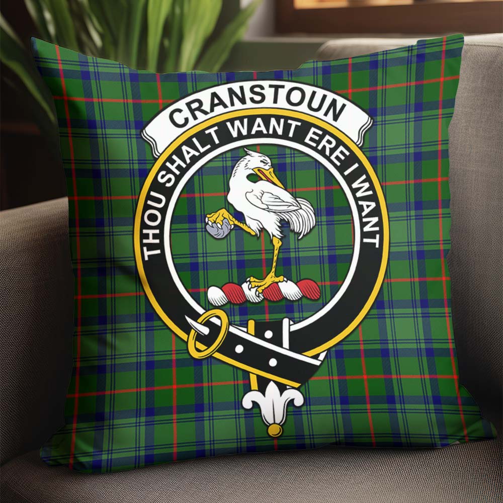 Cranstoun (Cranston) Tartan Pillow Cover with Family Crest - Tartan Vibes Clothing