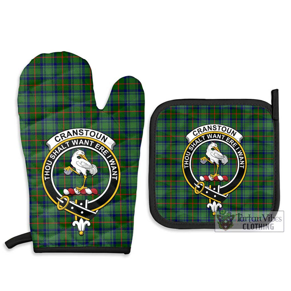 Cranstoun (Cranston) Tartan Combo Oven Mitt & Pot-Holder with Family Crest - Tartan Vibes Clothing