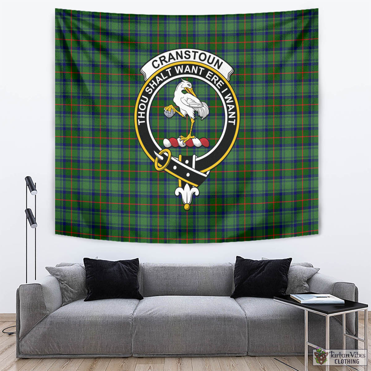 Cranstoun (Cranston) Tartan Tapestry Wall Hanging and Home Decor for Room with Family Crest - Tartan Vibes Clothing
