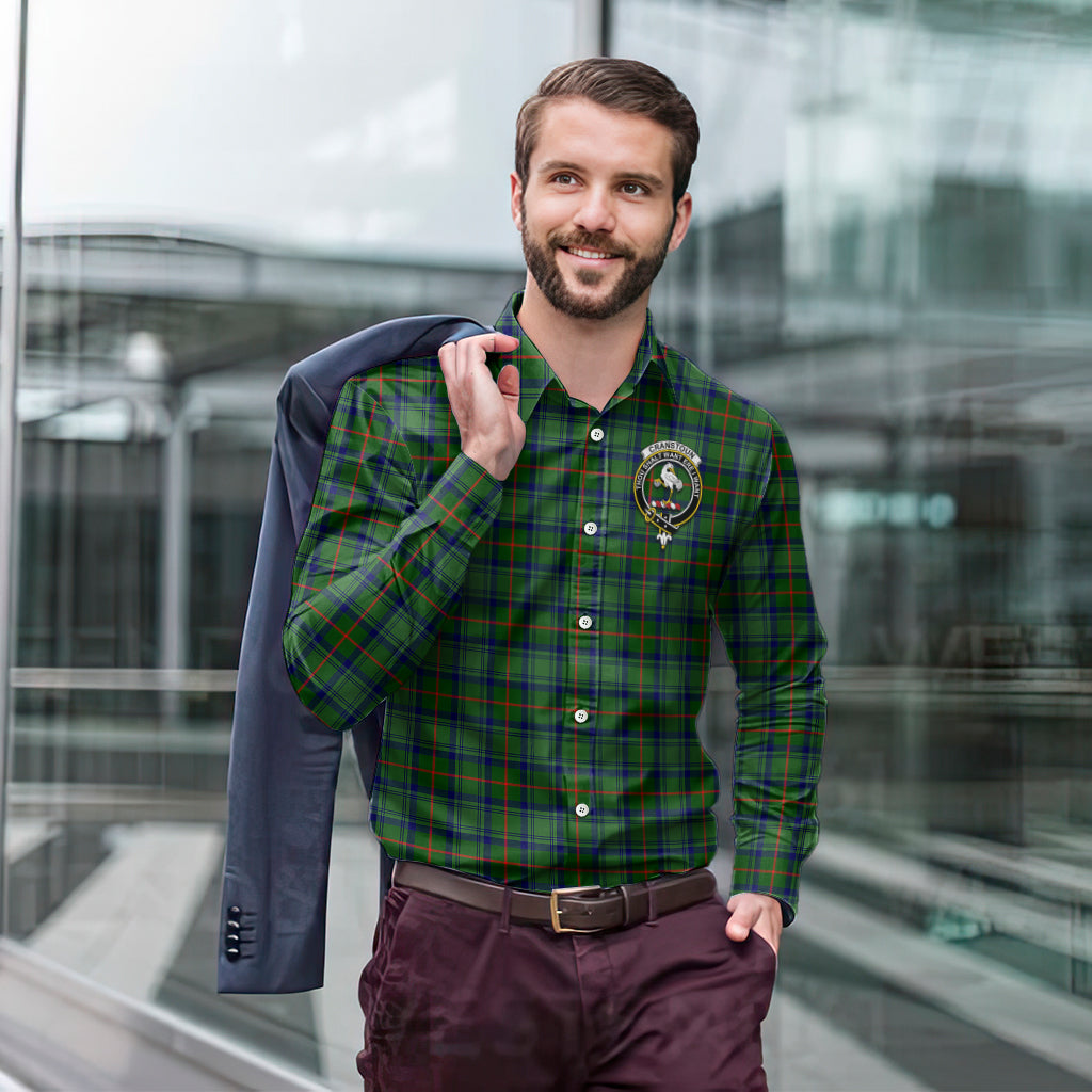 Cranstoun (Cranston) Tartan Long Sleeve Button Up Shirt with Family Crest - Tartan Vibes Clothing
