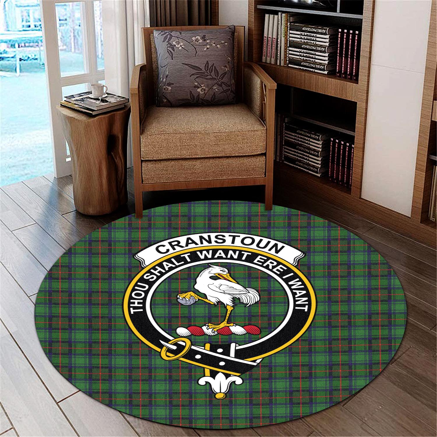 Cranstoun (Cranston) Tartan Round Rug with Family Crest - Tartan Vibes Clothing