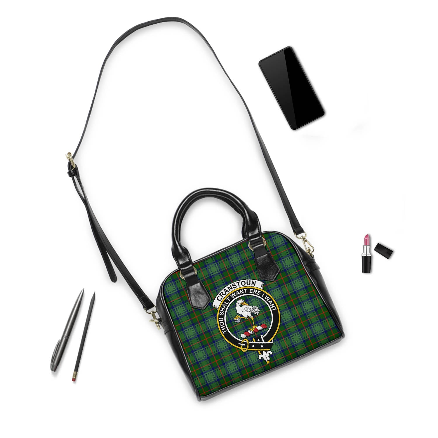 Cranstoun (Cranston) Tartan Shoulder Handbags with Family Crest - Tartan Vibes Clothing