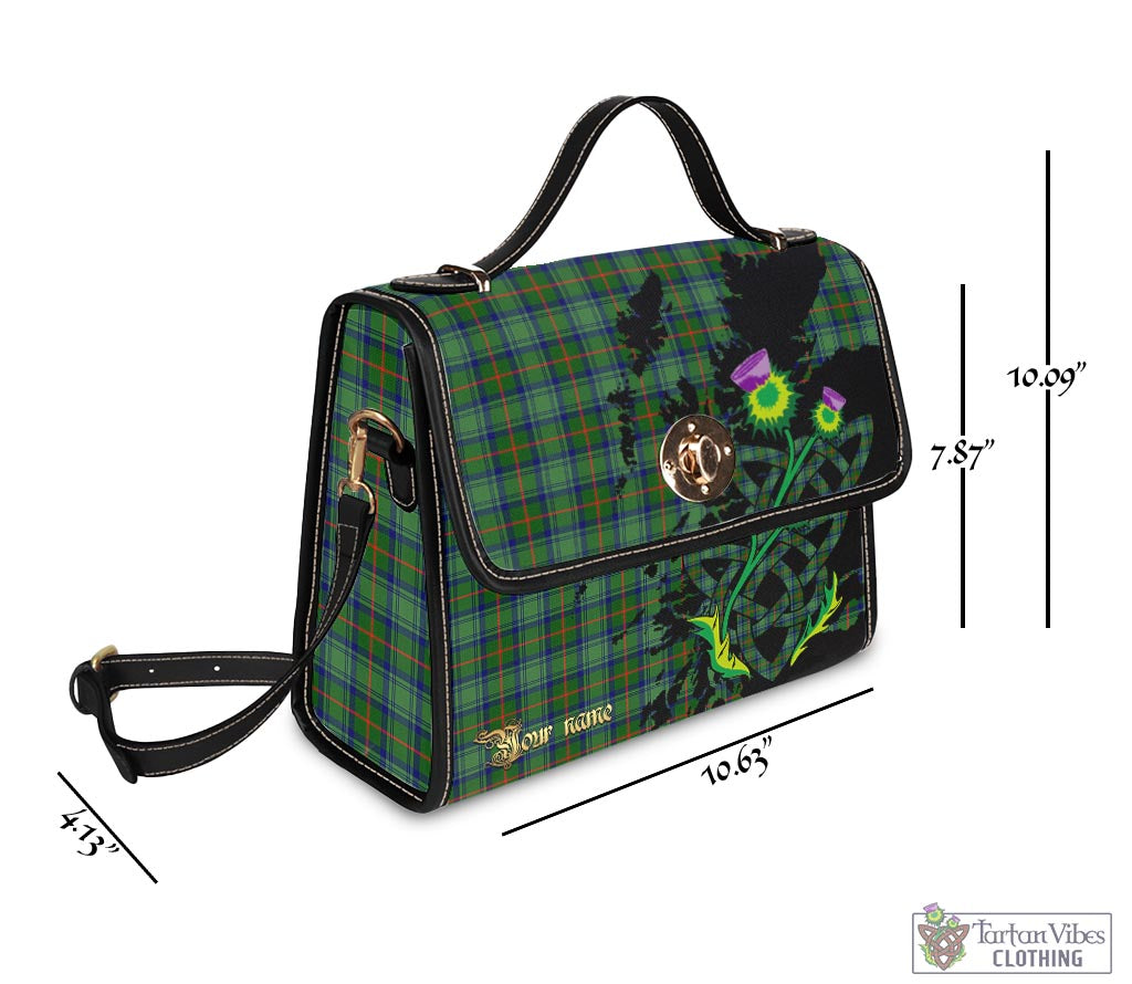 Tartan Vibes Clothing Cranstoun Tartan Waterproof Canvas Bag with Scotland Map and Thistle Celtic Accents