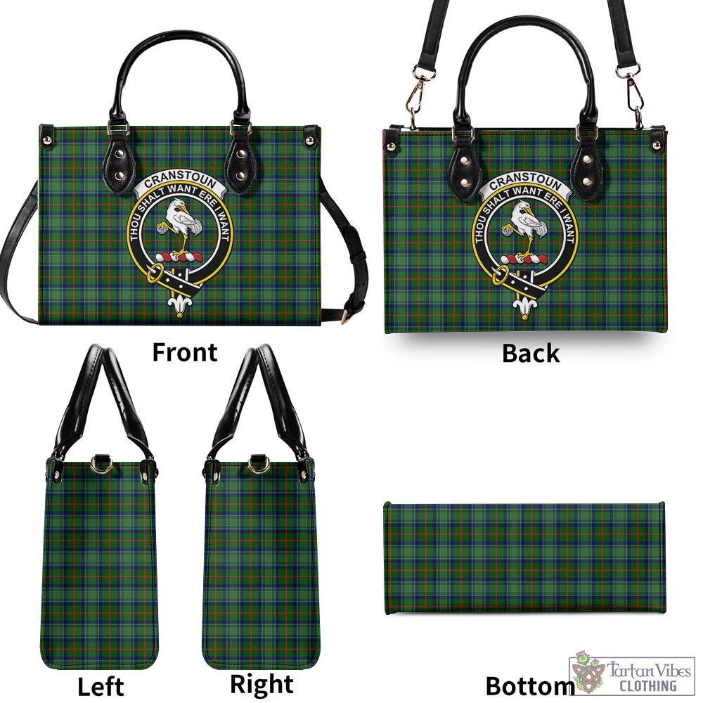 Cranstoun (Cranston) Tartan Luxury Leather Handbags with Family Crest - Tartan Vibes Clothing