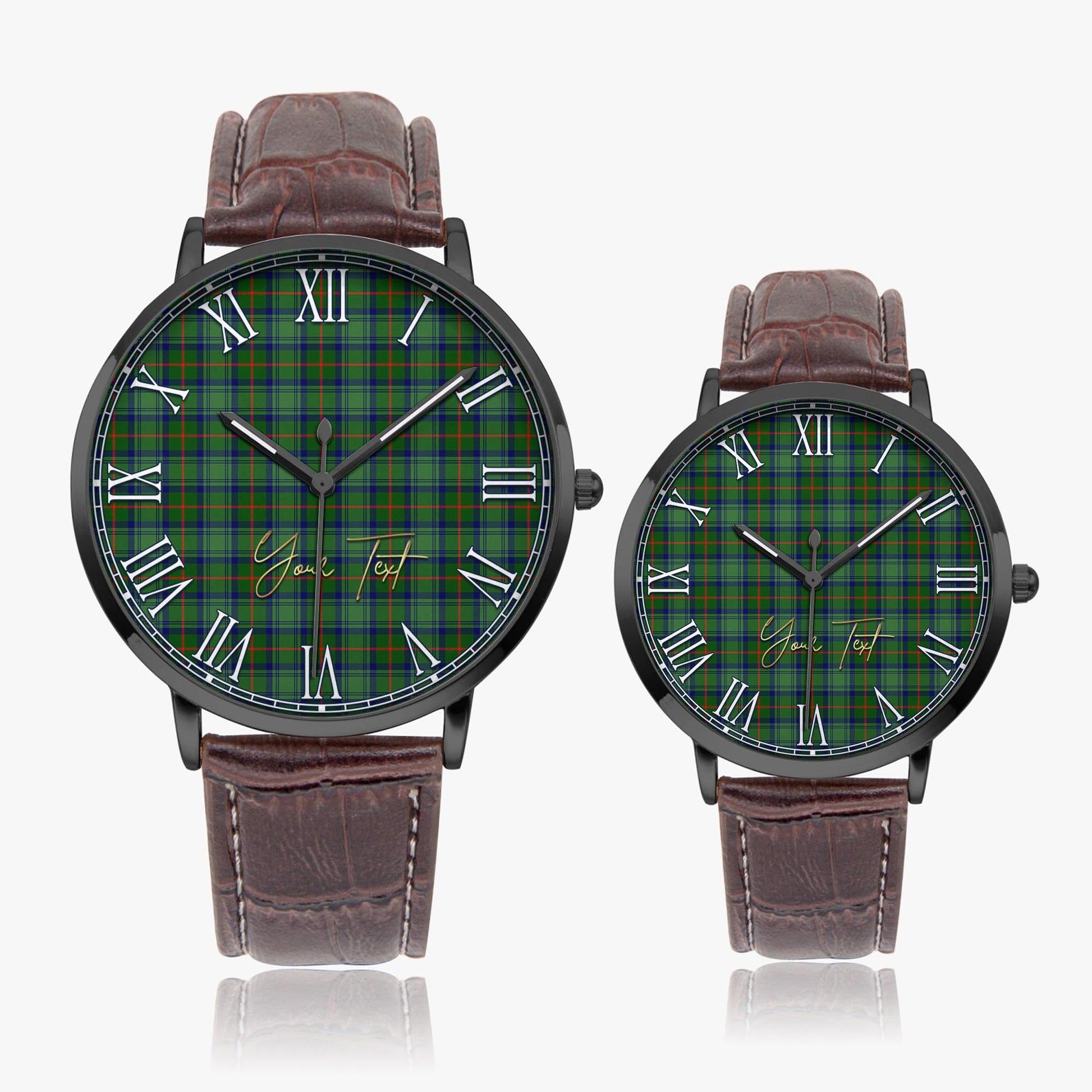 Cranstoun (Cranston) Tartan Personalized Your Text Leather Trap Quartz Watch - Tartan Vibes Clothing
