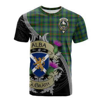 Cranstoun (Cranston) Tartan Family Crest Cotton T-shirt Lion Rampant Royal Thistle Shield Celtic Inspired