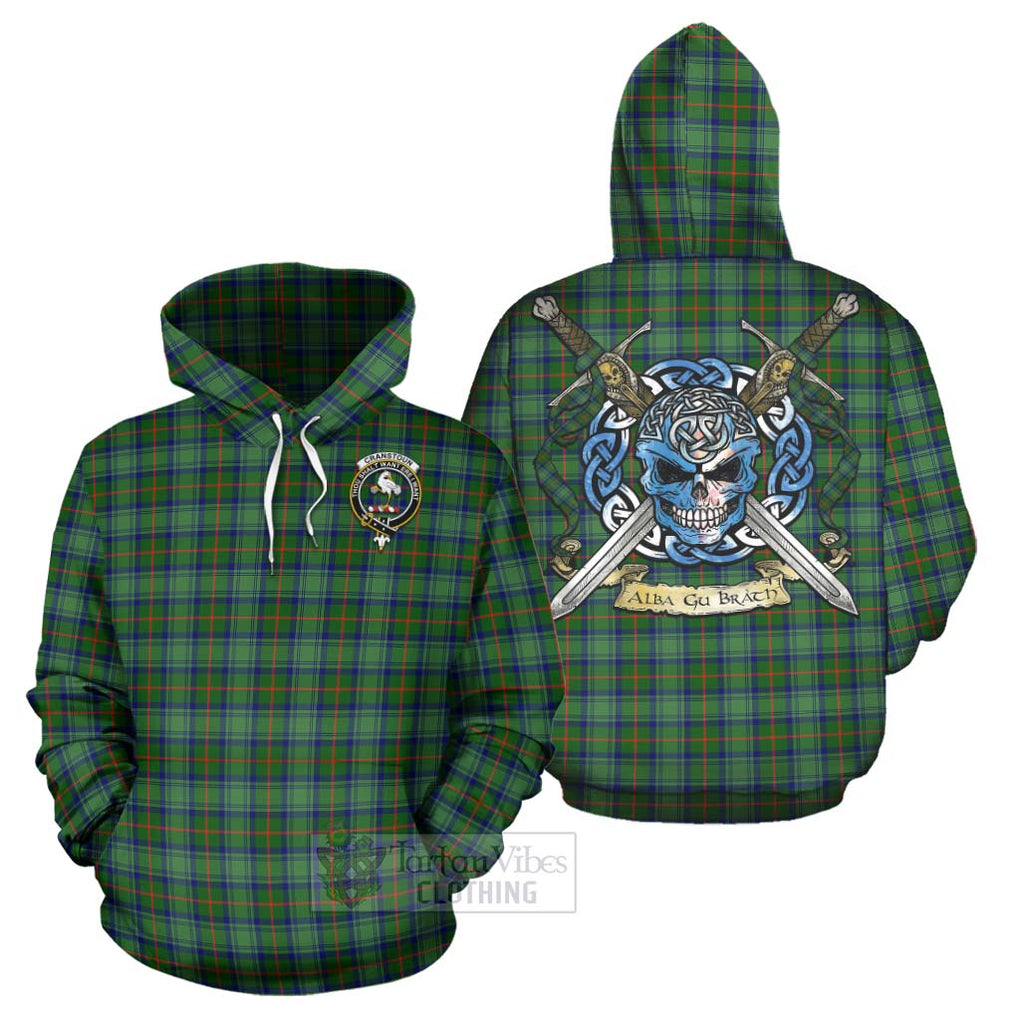 Cranstoun (Cranston) Tartan Hoodie with Family Crest Celtic Skull Style Zip Hoodie - Tartan Vibes Clothing