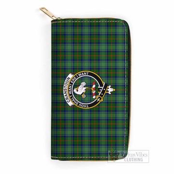 Tartan Vibes Clothing Cranstoun (Cranston) Tartan Women's Leather Wallet with Family Crest