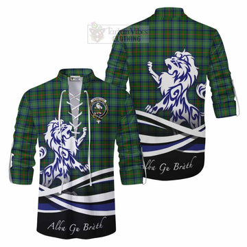 Cranstoun (Cranston) Tartan Ghillie Kilt Shirt with Alba Gu Brath Regal Lion Emblem Men - Tartan Vibes Clothing