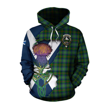 Tartan Vibes Clothing Cranstoun (Cranston) Tartan Family Crest Cotton Hoodie Scottish Thistle Celtic Inspired