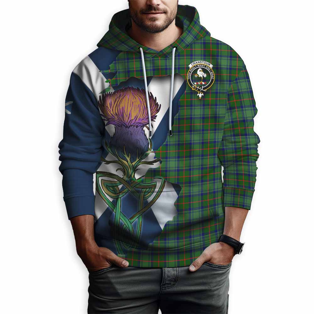 Tartan Vibes Clothing Cranstoun (Cranston) Tartan Family Crest Hoodie Scottish Thistle Celtic Inspired