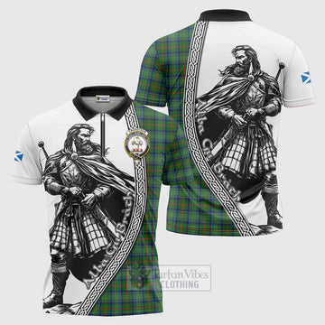 Cranstoun (Cranston) Tartan Clan Crest Zipper Polo Shirt with Highlander Warrior Celtic Style Unisex - Tartan Vibes Clothing