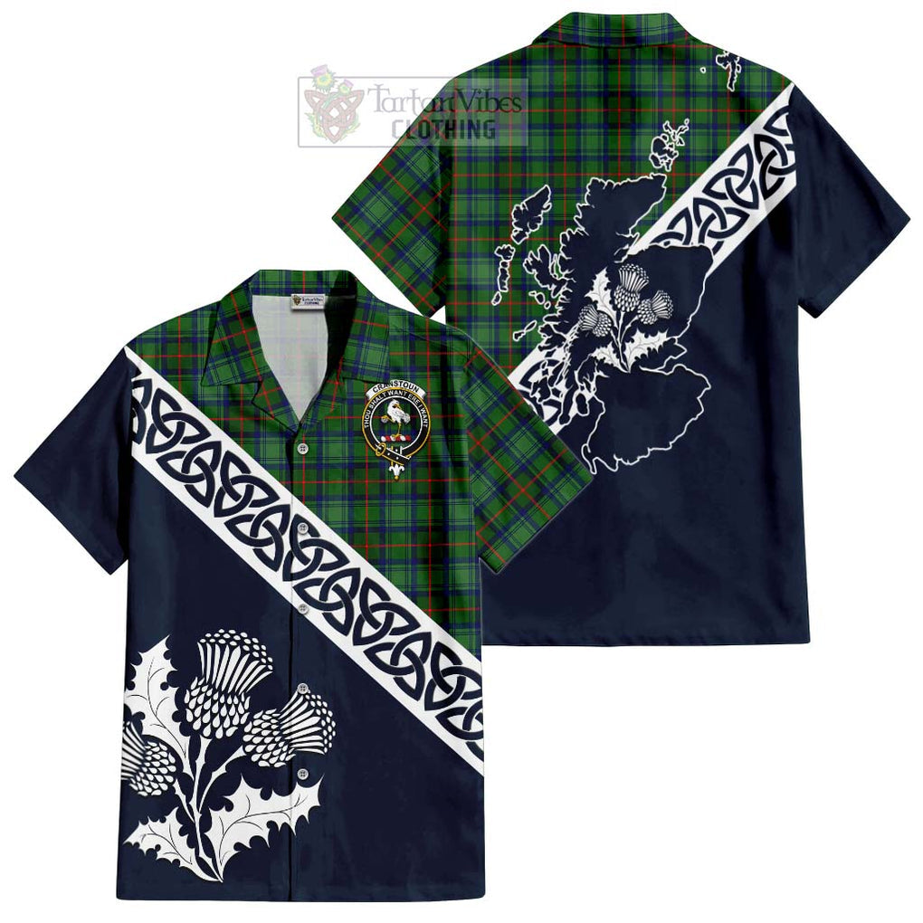 Cranstoun (Cranston) Tartan Hawaiian Shirt Featuring Thistle and Scotland Map Kid - Tartan Vibes Clothing