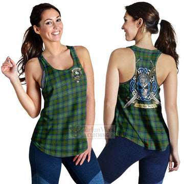 Cranstoun (Cranston) Tartan Women's Racerback Tanks with Family Crest Celtic Skull Style 4XL - Tartan Vibes Clothing