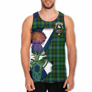 Tartan Vibes Clothing Cranstoun (Cranston) Tartan Family Crest Men's Tank Top Scottish Thistle Celtic Inspired