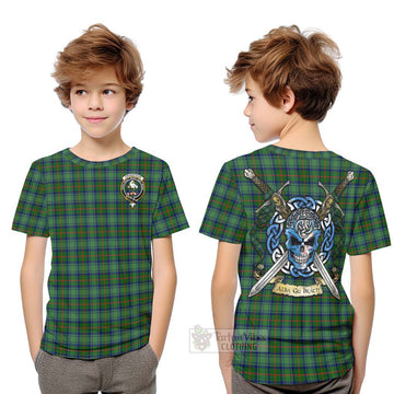 Cranstoun (Cranston) Tartan Kid T-Shirt with Family Crest Celtic Skull Style Youth XL Size14 - Tartan Vibes Clothing