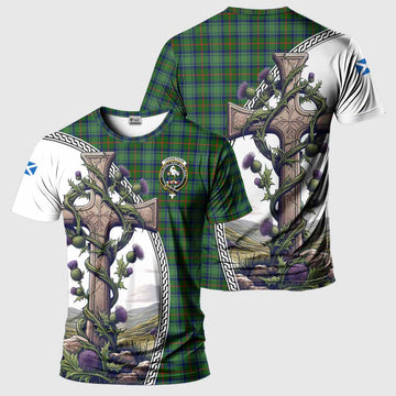 Cranstoun (Cranston) Tartan T-Shirt with Family Crest and St. Andrew's Cross Accented by Thistle Vines Kid's Shirt - Tartan Vibes Clothing