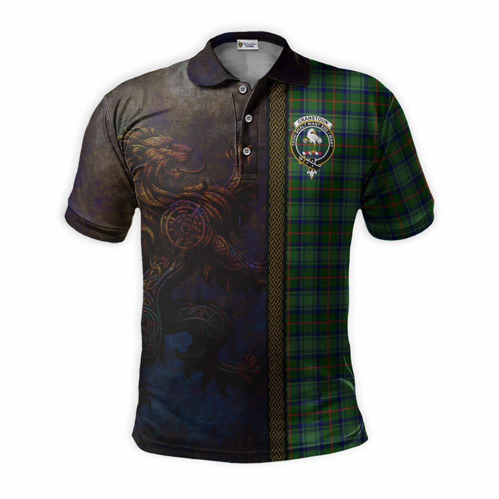 Tartan Vibes Clothing Cranstoun (Cranston) Tartan Family Crest Polo Shirt Alba Gu Brath Be Brave Lion Ancient Style