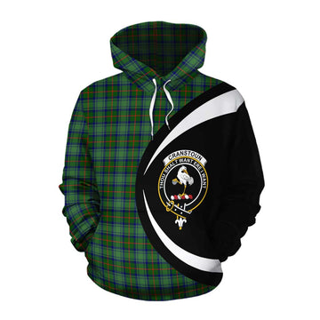 Cranstoun (Cranston) Tartan Cotton Hoodie with Family Crest Circle Style Pullover Hoodie XS - Tartan Vibes Clothing