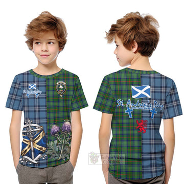 Cranstoun (Cranston) Tartan Kid T-Shirt Happy St. Andrew's Day Half Tartan Style Youth XL Size14 - Tartan Vibes Clothing