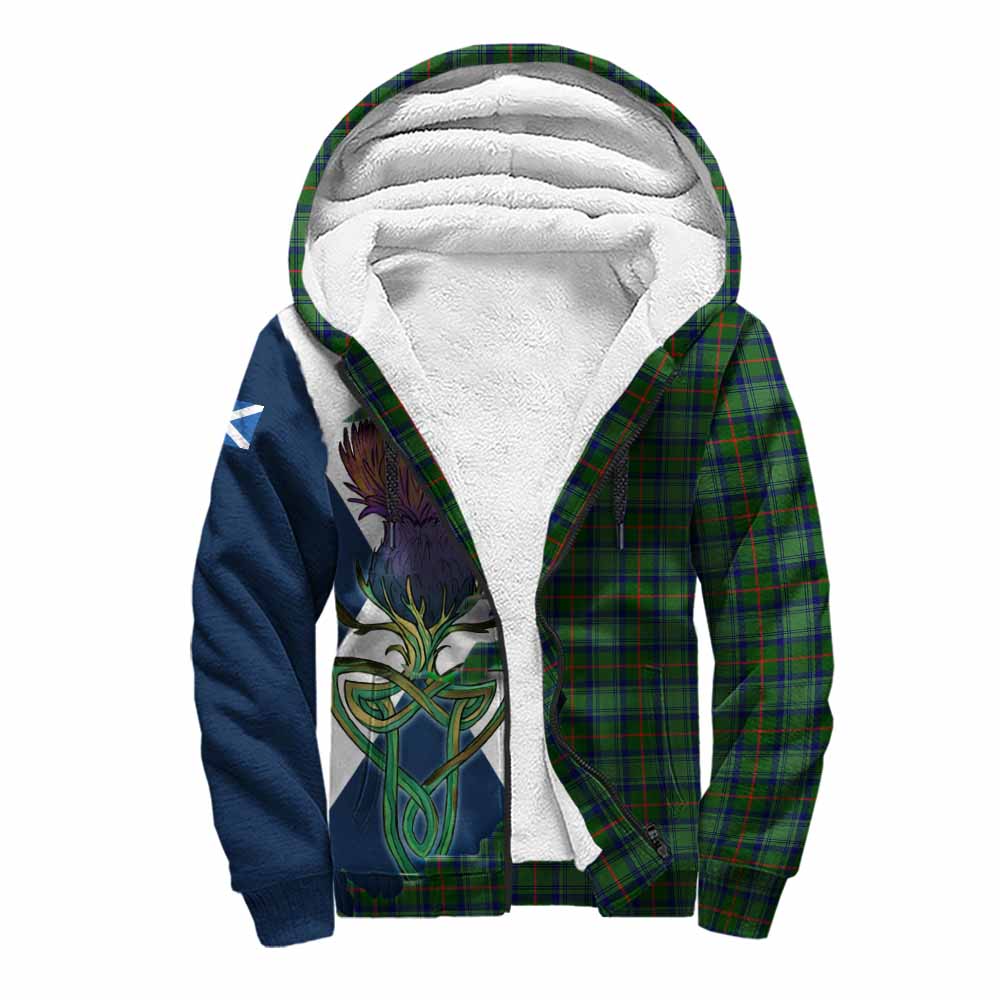 Tartan Vibes Clothing Cranstoun (Cranston) Tartan Family Crest Sherpa Hoodie Scottish Thistle Celtic Inspired