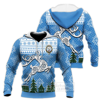 Cranstoun (Cranston) Clan Christmas Knitted Hoodie Celtic Reindeer Style Unisex Knitted Pullover Hoodie - Tartan Vibes Clothing