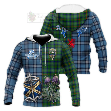 Cranstoun (Cranston) Tartan Knitted Hoodie Happy St. Andrew's Day Half Tartan Style Unisex Knitted Pullover Hoodie - Tartan Vibes Clothing