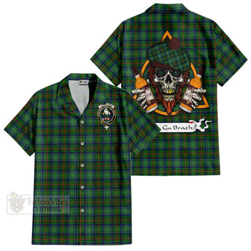 Cranstoun (Cranston) Tartan Hawaiian Shirt with Family Crest and Bearded Skull Holding Bottles of Whiskey Kid - Tartan Vibes Clothing