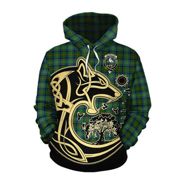 Cranstoun (Cranston) Tartan Cotton Hoodie with Family Crest Celtic Wolf Style Pullover Hoodie XS - Tartan Vibes Clothing