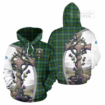 Cranstoun (Cranston) Tartan Hoodie with Family Crest and St. Andrew's Cross Accented by Thistle Vines Zip Hoodie - Tartan Vibes Clothing