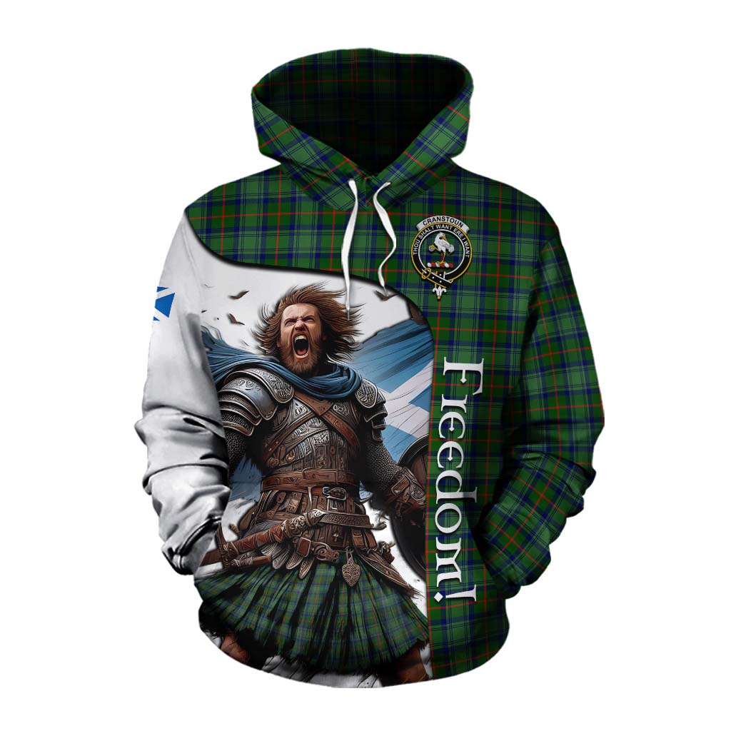 Tartan Vibes Clothing Cranstoun (Cranston) Crest Tartan Cotton Hoodie Inspired by the Freedom of Scottish Warrior