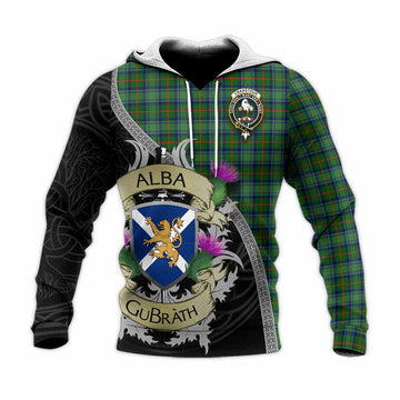 Cranstoun (Cranston) Tartan Family Crest Knitted Hoodie Lion Rampant Royal Thistle Shield Celtic Inspired Unisex Knitted Pullover Hoodie - Tartan Vibes Clothing