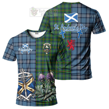 Cranstoun (Cranston) Tartan T-Shirt Happy St. Andrew's Day Half Tartan Style Kid's Shirt - Tartan Vibes Clothing