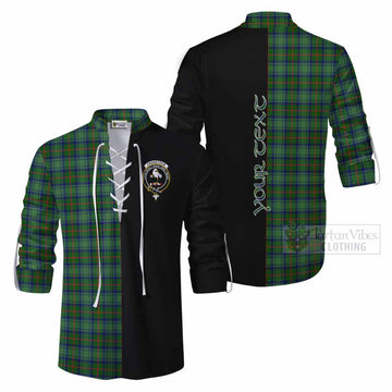 Cranstoun (Cranston) Tartan Ghillie Kilt Shirt with Family Crest and Half Of Me Style Men - Tartan Vibes Clothing
