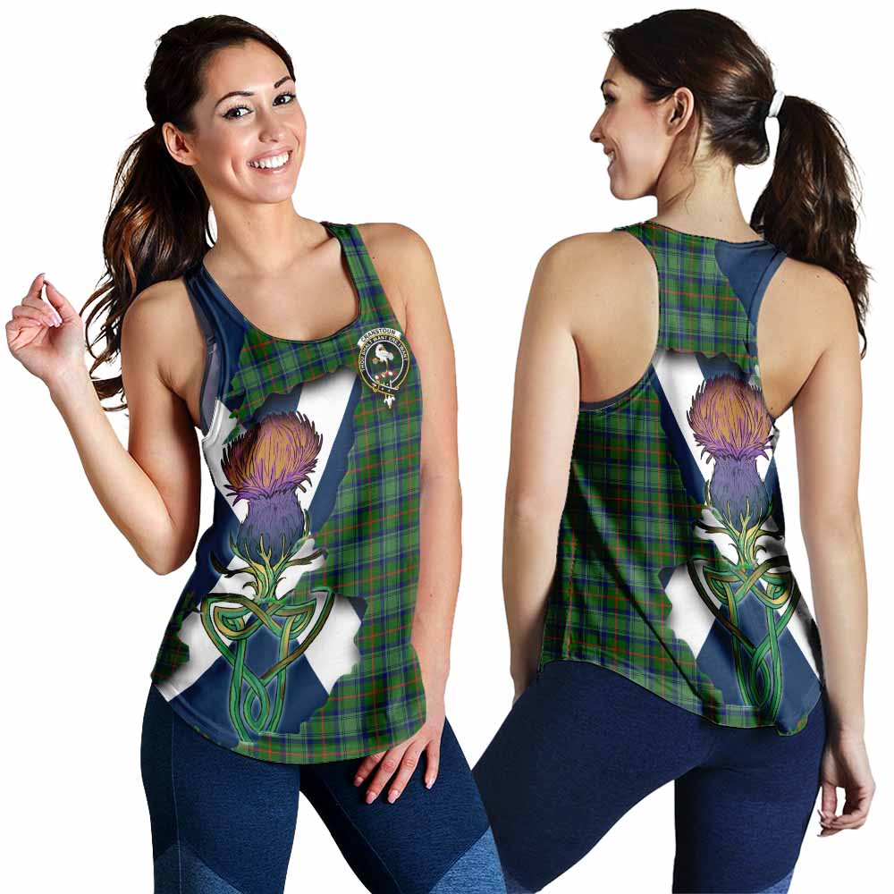 Tartan Vibes Clothing Cranstoun (Cranston) Tartan Family Crest Women's Racerback Tanks Scottish Thistle Celtic Inspired