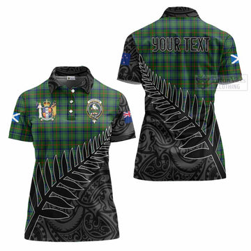 Cranstoun (Cranston) Crest Tartan Women's Polo Shirt with New Zealand Silver Fern Half Style Women - Tartan Vibes Clothing
