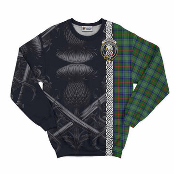 Cranstoun (Cranston) Tartan Sweatshirt with Family Crest Cross Sword Thistle Celtic Vibes Unisex - Tartan Vibes Clothing