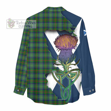 Tartan Vibes Clothing Cranstoun (Cranston) Tartan Family Crest Women's Casual Shirt Scottish Thistle Celtic Inspired