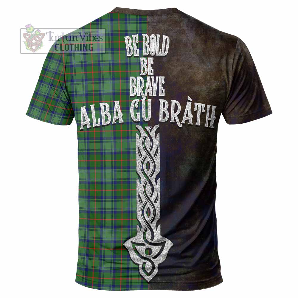 Tartan Vibes Clothing Cranstoun (Cranston) Tartan Family Crest T-Shirt Alba Gu Brath Be Brave Lion Ancient Style