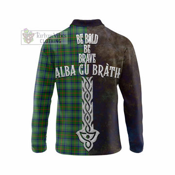 Cranstoun (Cranston) Tartan Family Crest Long Sleeve Polo Shirt Alba Gu Brath Be Brave Lion Ancient Style