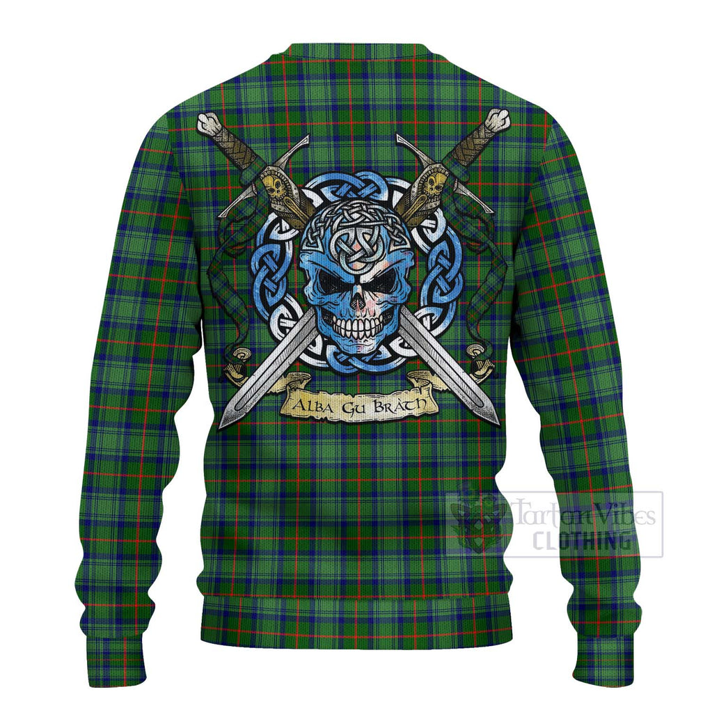 Cranstoun (Cranston) Tartan Ugly Sweater with Family Crest Celtic Skull Style - Tartan Vibes Clothing