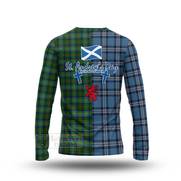 Cranstoun (Cranston) Tartan Long Sleeve T-Shirt Happy St. Andrew's Day Half Tartan Style - Tartan Vibes Clothing