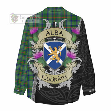 Cranstoun (Cranston) Tartan Family Crest Women's Casual Shirt Lion Rampant Royal Thistle Shield Celtic Inspired - Tartan Vibes Clothing