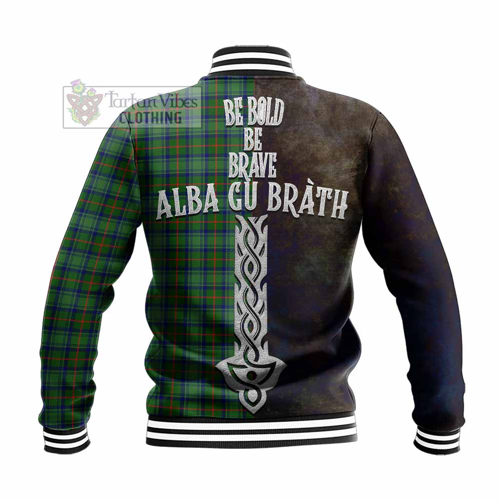 Tartan Vibes Clothing Cranstoun (Cranston) Tartan Family Crest Baseball Jacket Alba Gu Brath Be Brave Lion Ancient Style