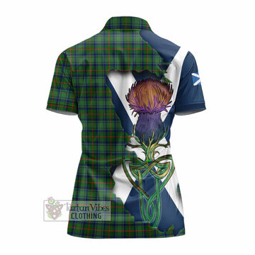 Tartan Vibes Clothing Cranstoun (Cranston) Tartan Family Crest Women's Polo Shirt Scottish Thistle Celtic Inspired