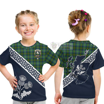 Cranstoun (Cranston) Tartan Kid T-Shirt Featuring Thistle and Scotland Map - Tartan Vibes Clothing