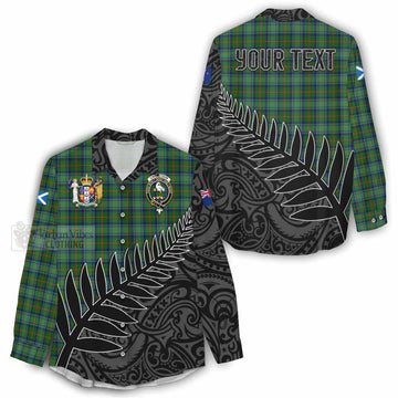 Cranstoun (Cranston) Crest Tartan Women's Casual Shirt with New Zealand Silver Fern Half Style - Tartan Vibes Clothing