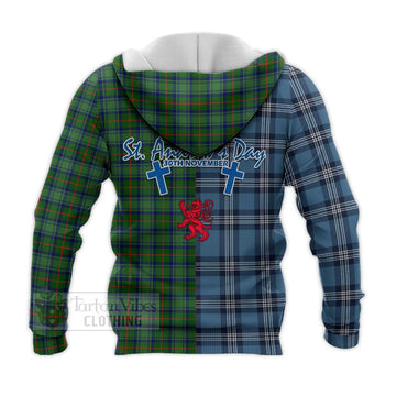 Cranstoun (Cranston) Tartan Knitted Hoodie Happy St. Andrew's Day Half Tartan Style - Tartan Vibes Clothing