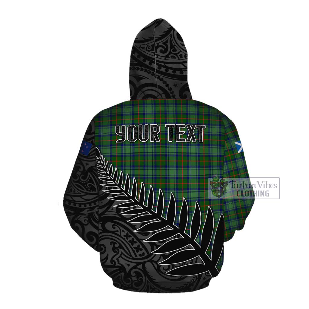 Tartan Vibes Clothing Cranstoun (Cranston) Crest Tartan Cotton Hoodie with New Zealand Silver Fern Half Style