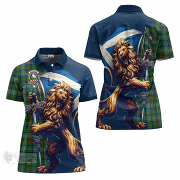 Cranstoun (Cranston) Tartan Family Crest Women's Polo Shirt with Scottish Majestic Lion - Tartan Vibes Clothing